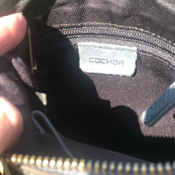 Genuine Leather Cochor Crossbody Purse - slate grey/blue - detachable strap - Picture 5 of 6